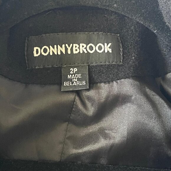 DONNYBROOK Black Vintage 100% Wool Coat Double Breasted full Length S 2P - Picture 2 of 14